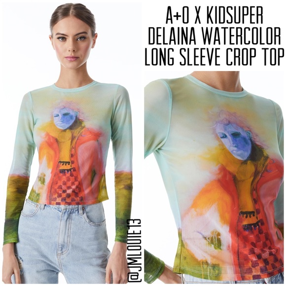 watercolour long sleeve crop top